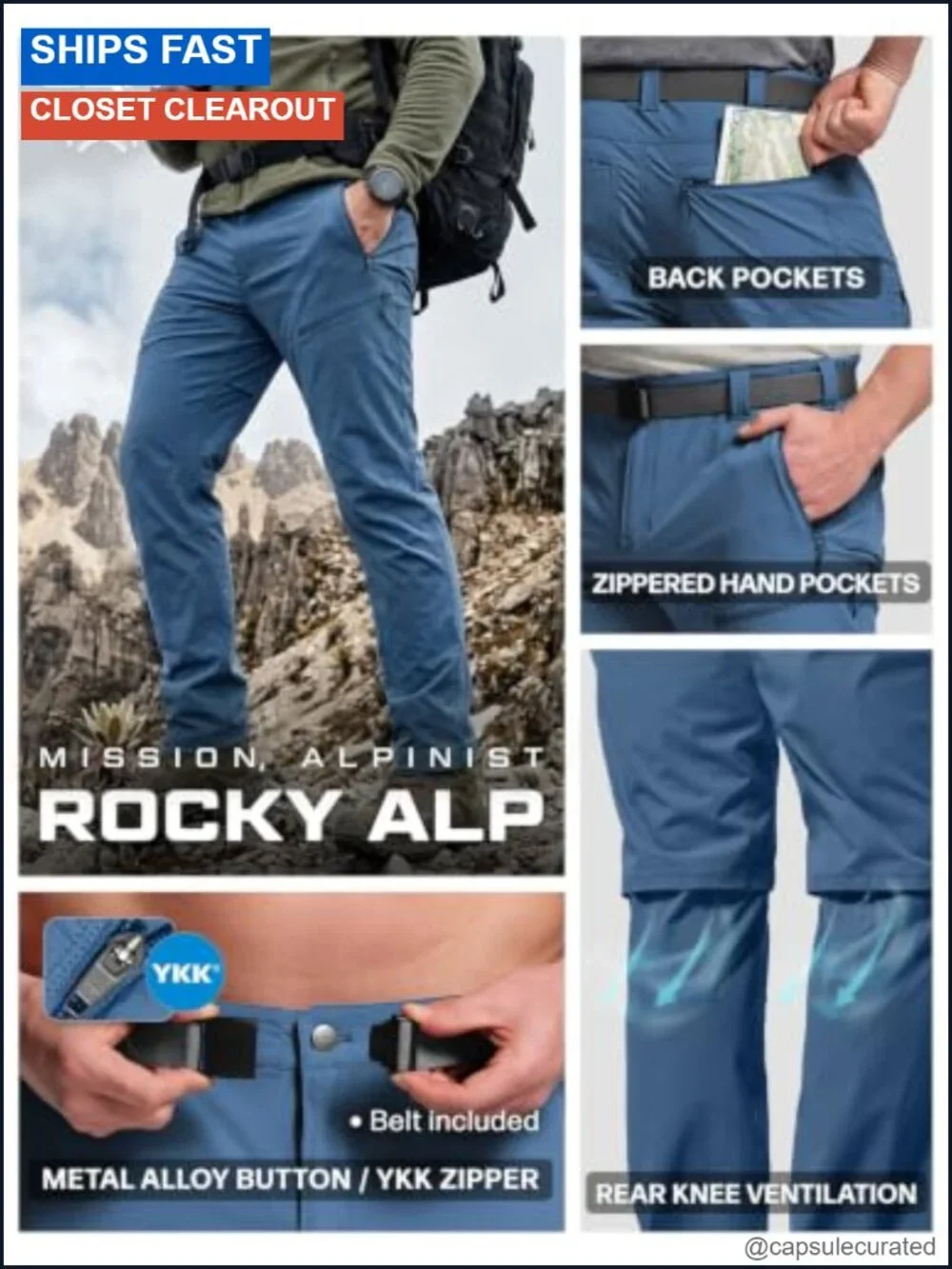 Men's Quick Dry Water Resistant Tactical Cargo Pants Stretch Hiking Work Pants